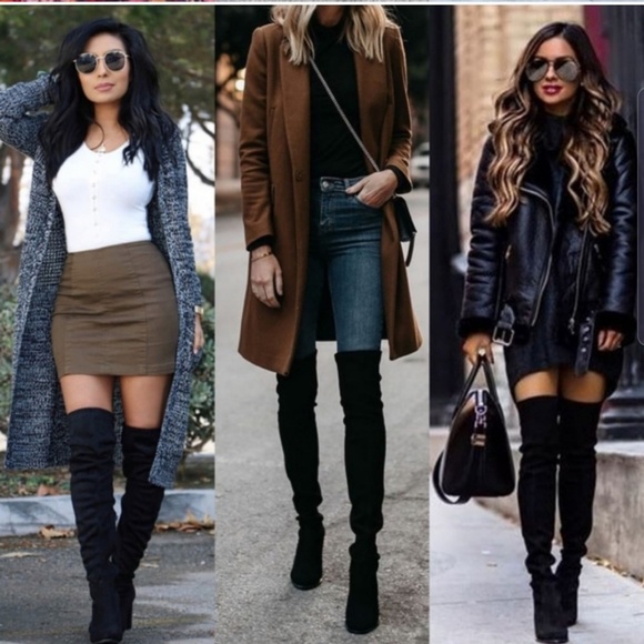 ⭐LAST PAIR!⭐ Vegan black suede OTK boots - Picture 2 of 5